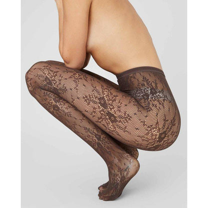 Rosa Lace Tights- Dark Brown Hosiery Swedish Stockings