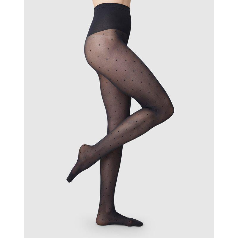 Doris Dot Tights Socks Swedish Stockings Black S 