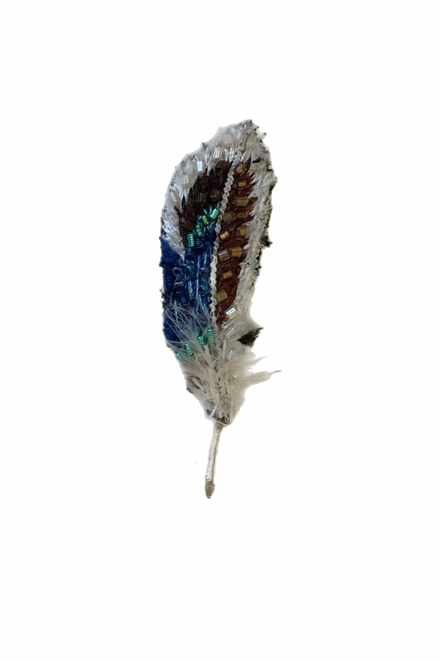 Blue Mallard Feather Brooch Pin Accessories Trovelore
