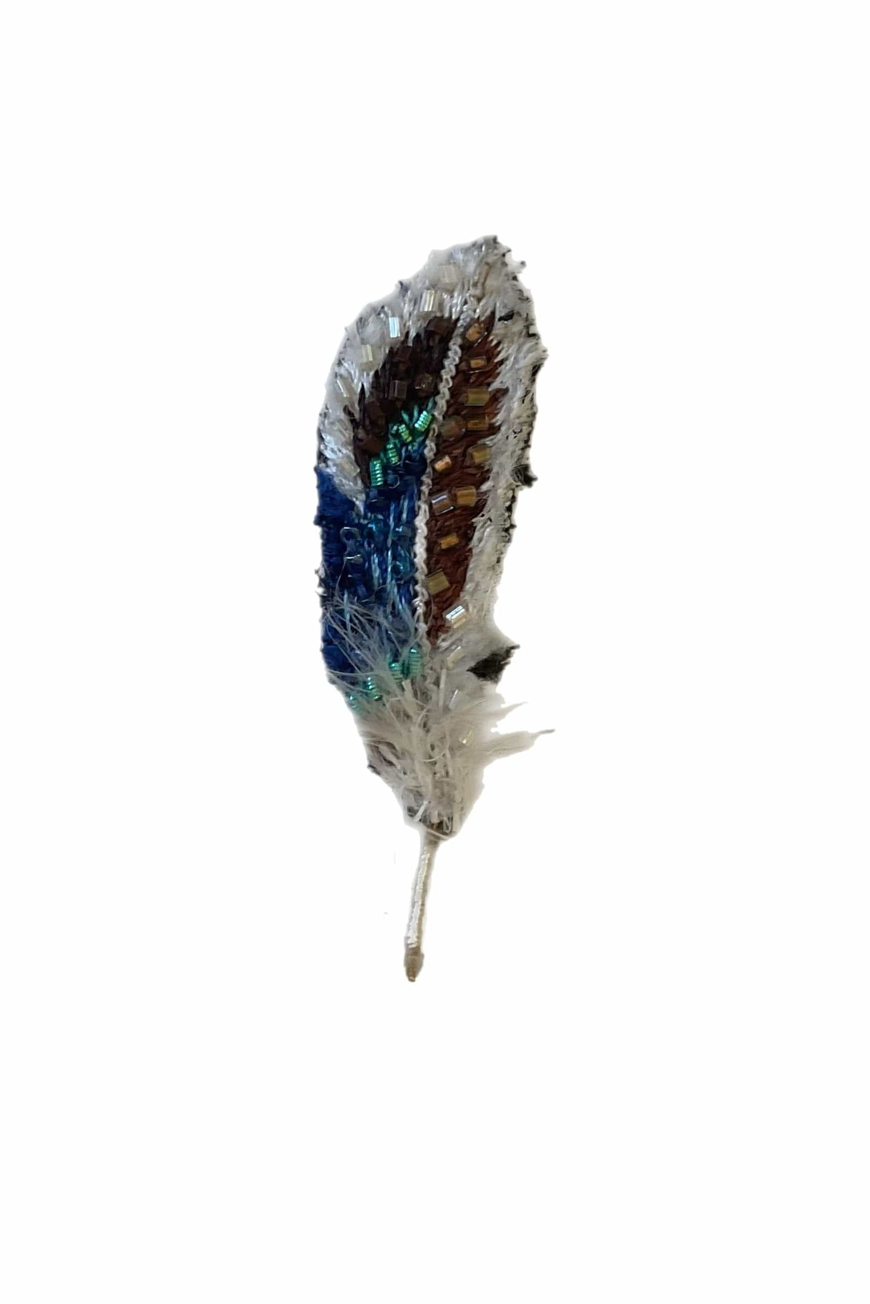 Blue Mallard Feather Brooch Pin Accessories Trovelore