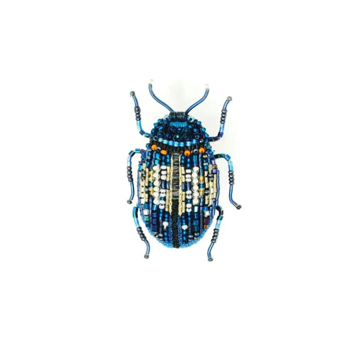Blue Mint Beetle Brooch Pin Accessories Trovelore