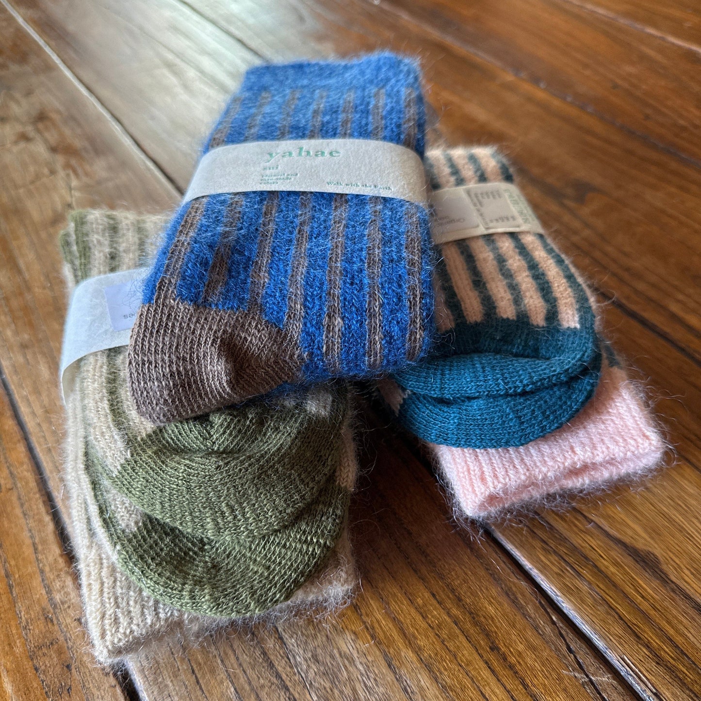 Organic Cotton Mohair Stripe Socks Socks Yahae   