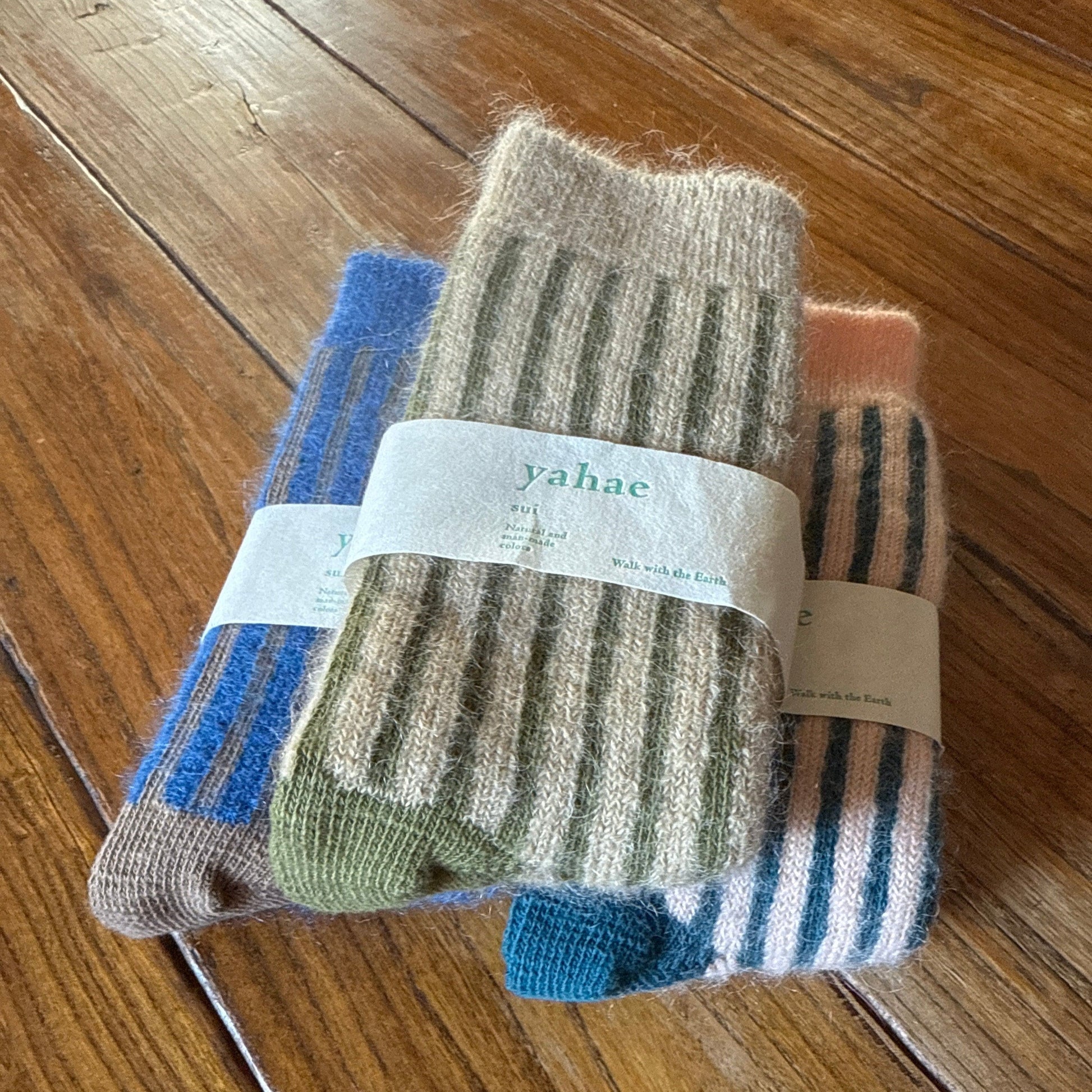 Organic Cotton Mohair Stripe Socks Socks Yahae   